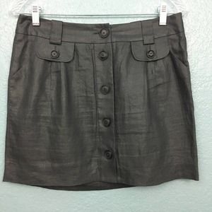 Sine  Linen Button Down Metallic Sheen Skirt